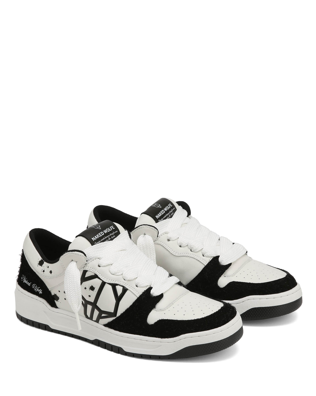 CM-00 White Lth / Hairy Black Suede Combo