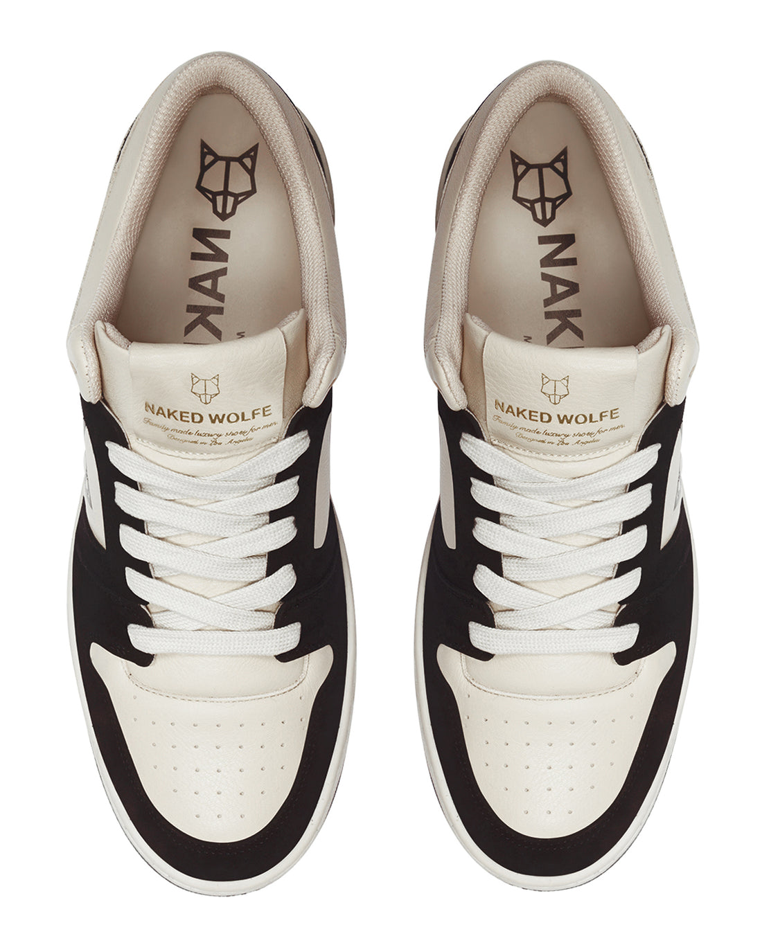 CM-01 Bone Leather / Black Cow Suede Combo