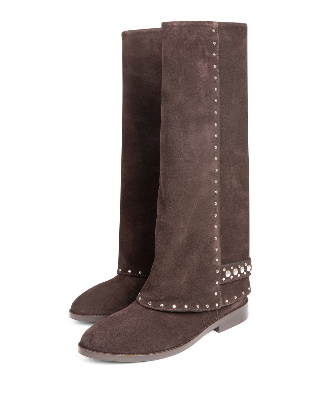 Cuff Stud Boot Dark Brown Suede A5728