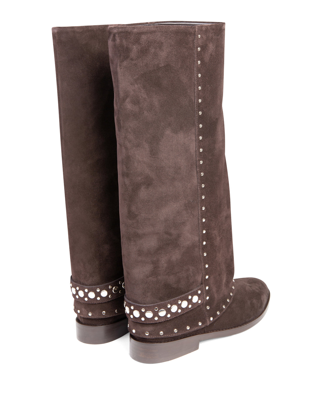 Cuff Stud Boot Dark Brown Suede A5728