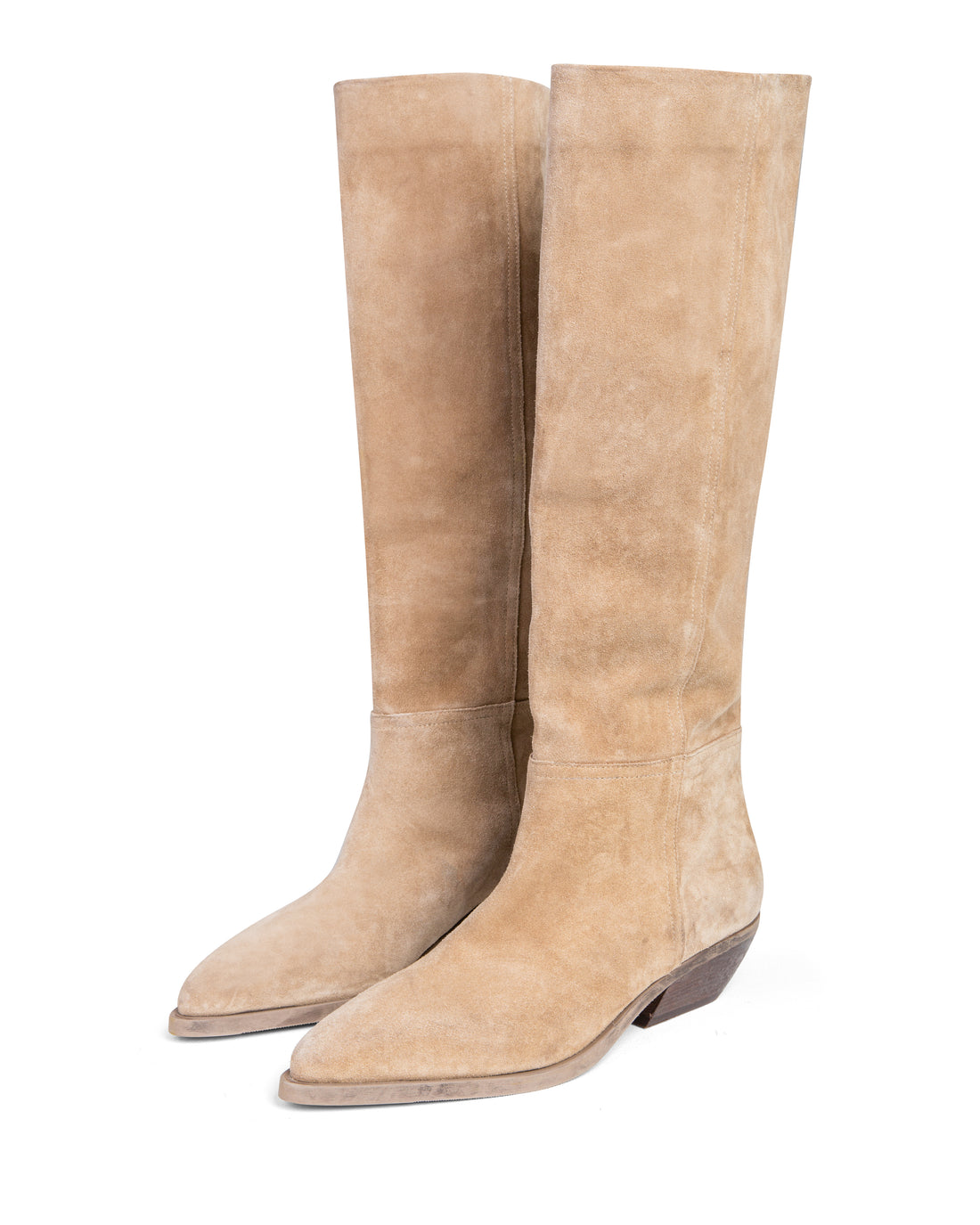 Western Knee High Boot Beige Suede E4522
