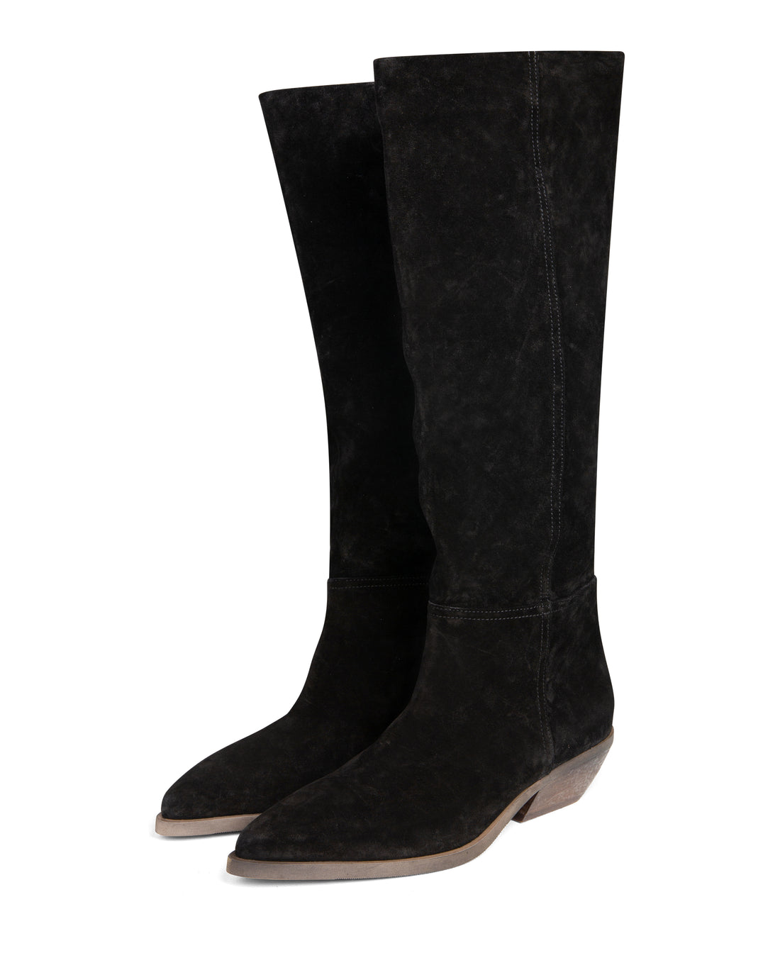 Western Knee High Boot Black Suede E4522