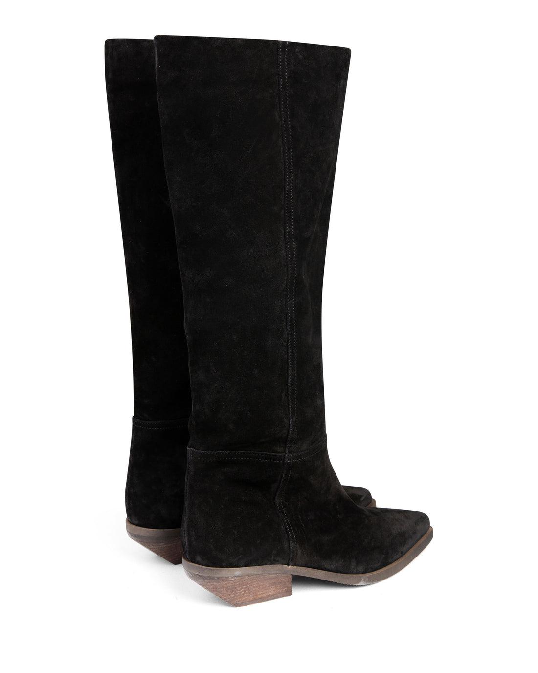 Western Knee High Boot Black Suede E4522