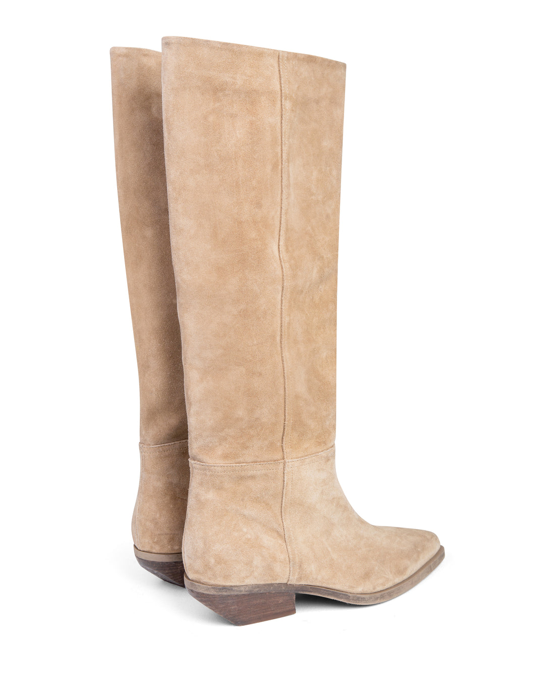 Western Knee High Boot Beige Suede E4522