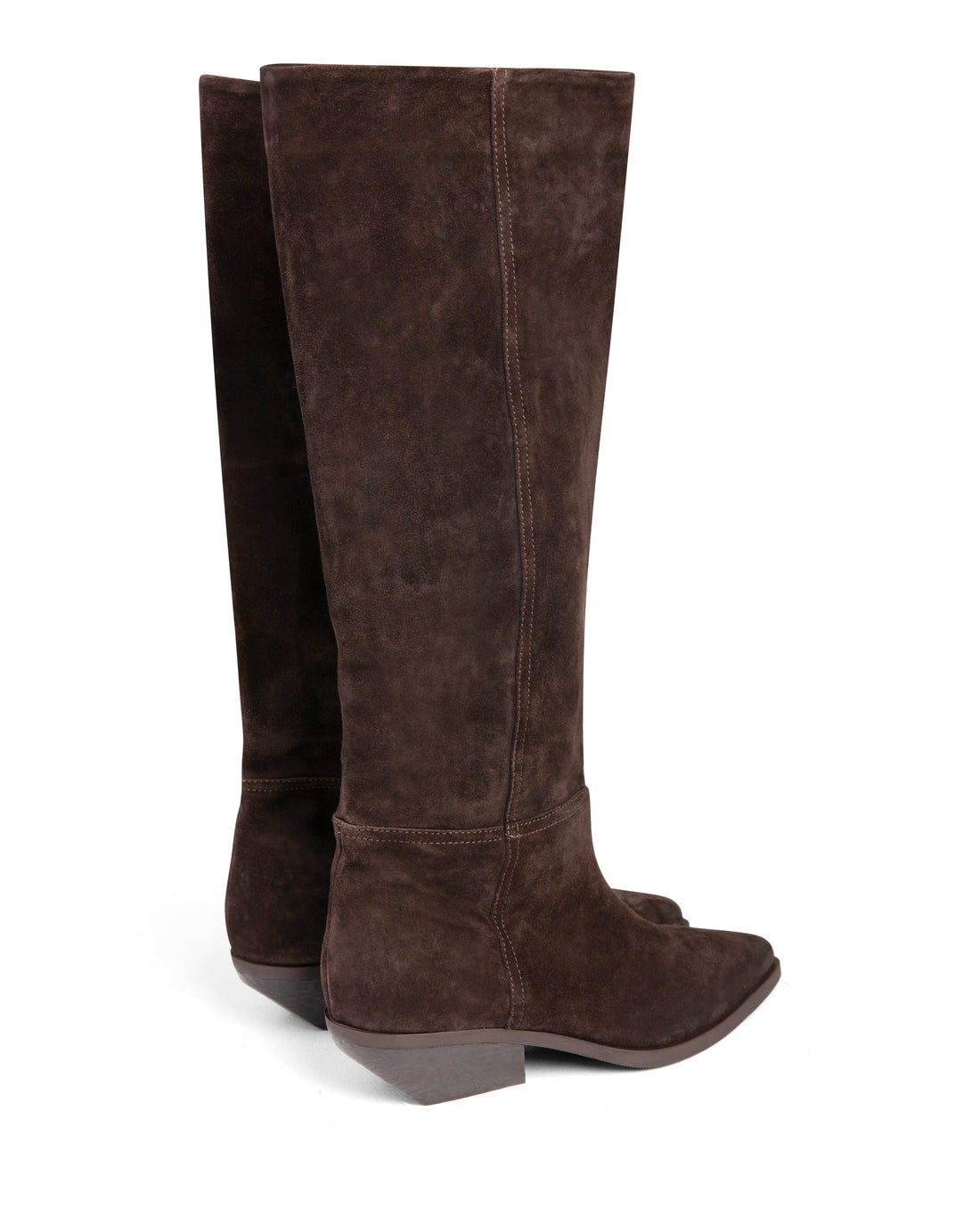 Western Knee High Boot Dark Brown Suede E4522