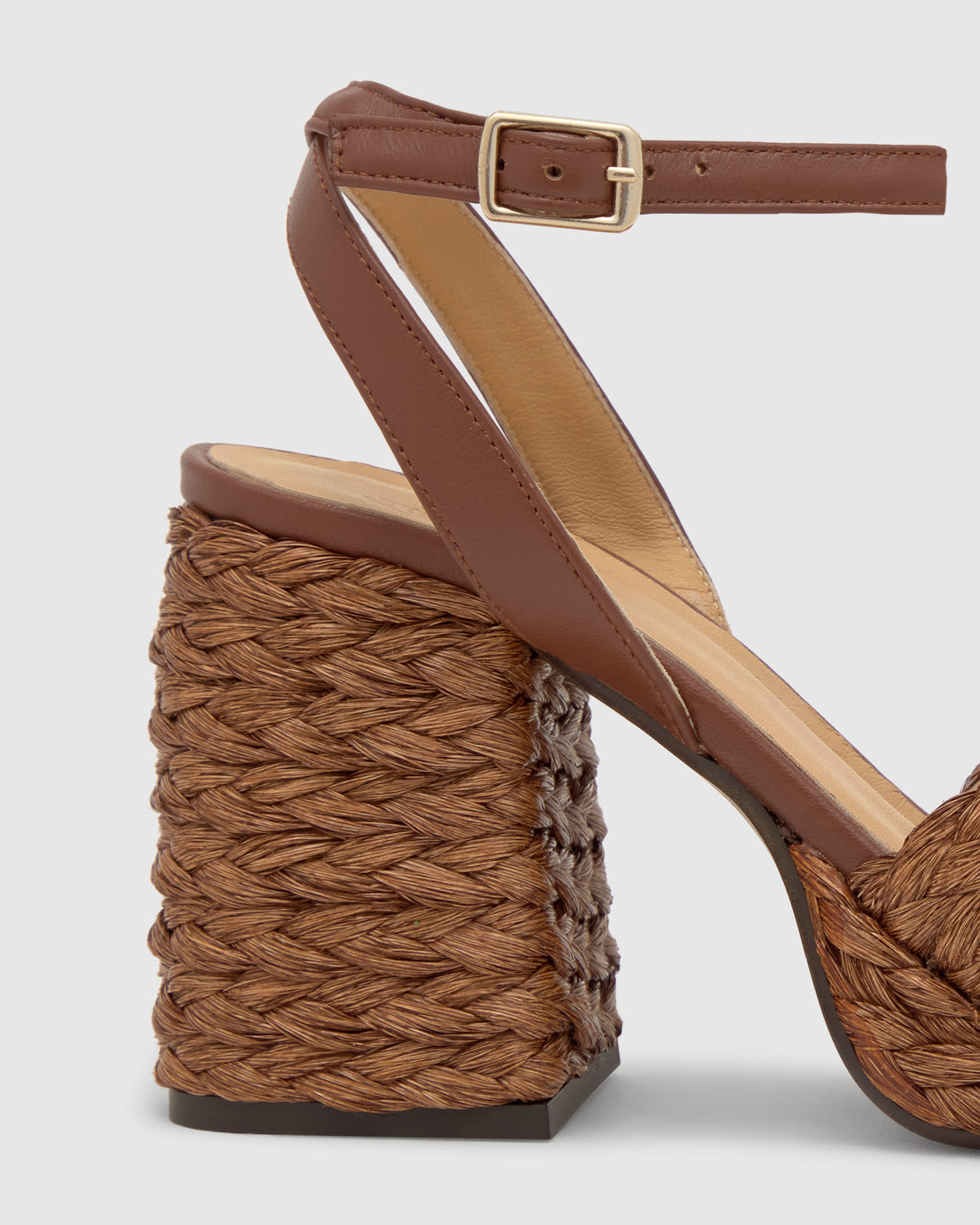 Valeriette Marron Choc Platform Raffia Sandal