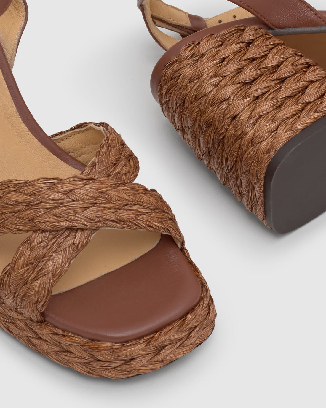 Valeriette Marron Choc Platform Raffia Sandal
