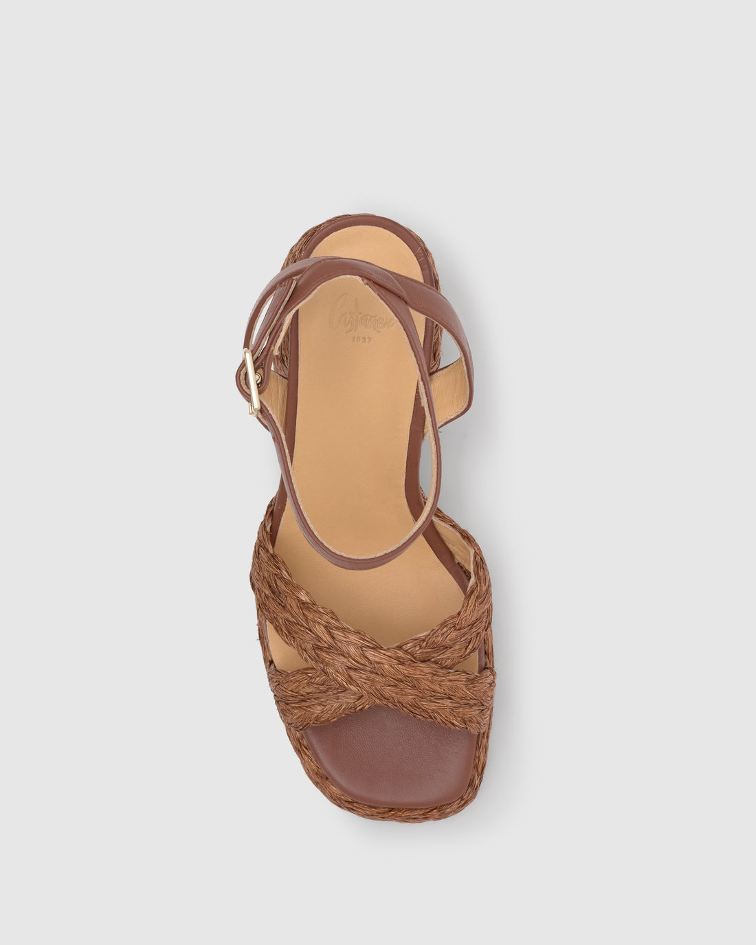 Valeriette Marron Choc Platform Raffia Sandal