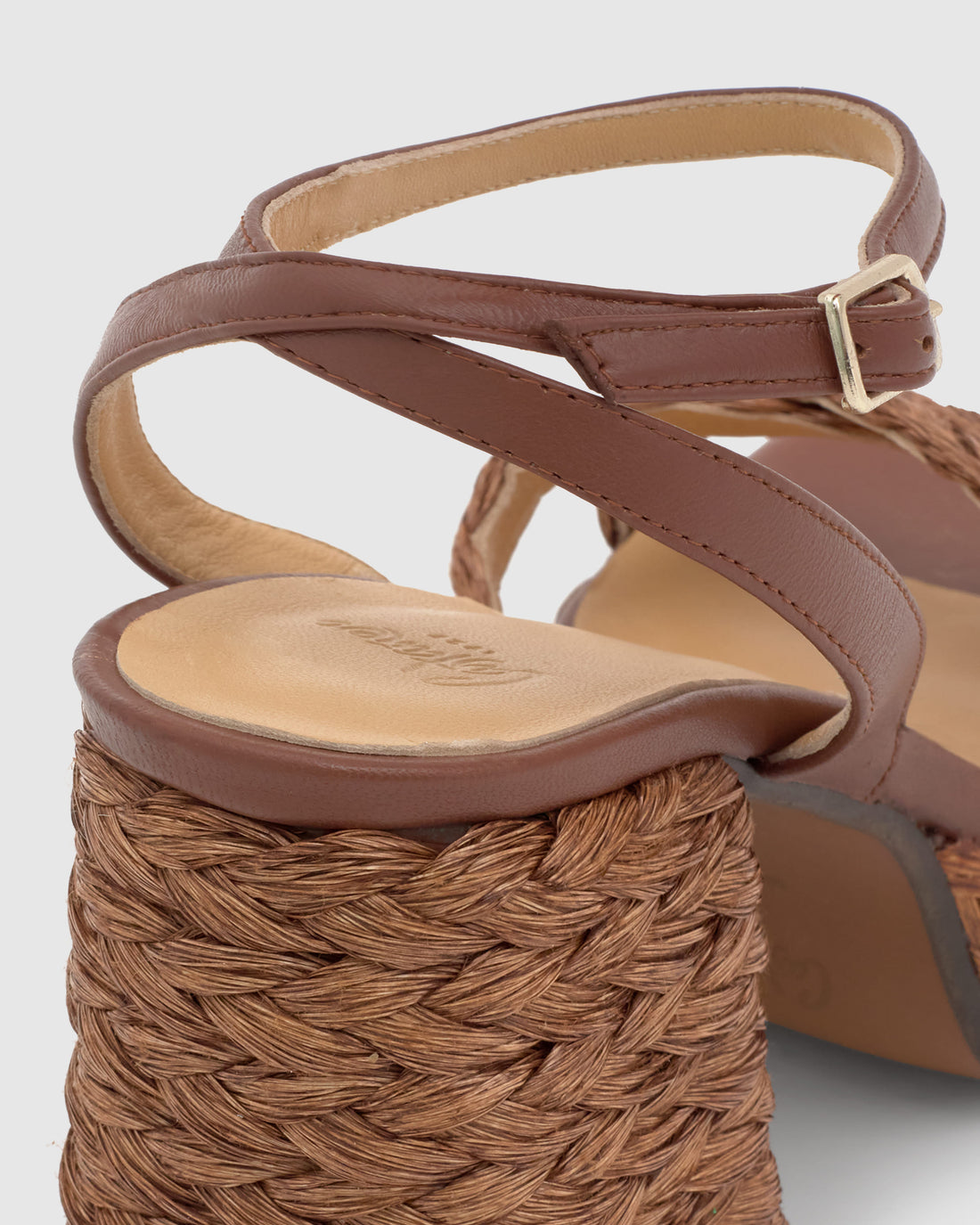 Valeriette Marron Choc Platform Raffia Sandal